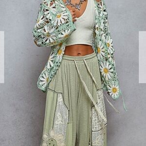 POL Mint Green Crochet Cardigan